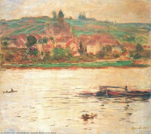 Vetheuil, Barge On The Seine — Claude Monet, Impressionism