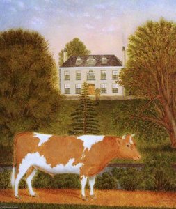 Guernsey Bull In Front Of Manoir De Pierre Percee — Denys Corbet