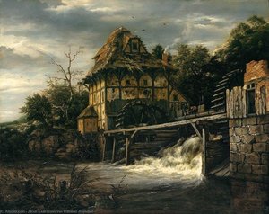Two Undershot Watermills With Men Opening A Sluice — Jacob Isaackszoon Van Ruisdael