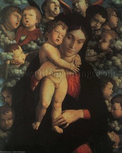 Madonna And Child With Cherubs — Andrea Mantegna, Renaissance Early Renaissance