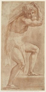 Man Half Draped, Three-quarters To The Right, Carrying A Burden — Raphael