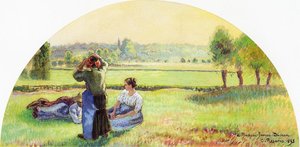Siesta In The Fields — Camille Pissarro, Impressionism