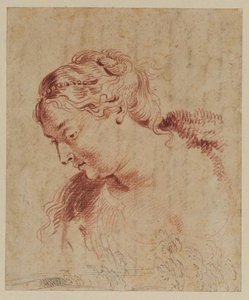 Female Head And Some Trees — Jean-antoine Watteau, Rococo