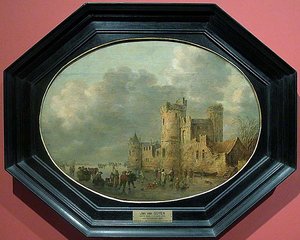 Patineurs Devant Un Château Médiéval — Jan Josephszoon Van Goyen