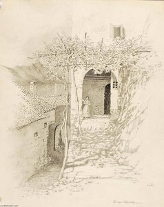 Untitled (transfer Drawing For Village Street, Lake Lugano Italy ) — George Elbert Burr, Topographical Drawing