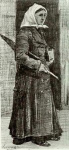 Sien With Umbrella And Prayer Book — Vincent Willem Van Gogh