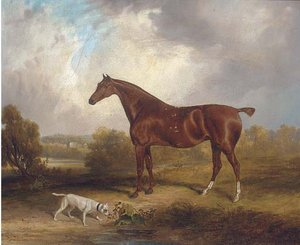 Chestnut Hunter Before A Country House — Samuel John Egbert Jones