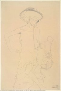 Standing Woman With Left Leg Raised; Figure Repeated (study For — Gustav Klimt