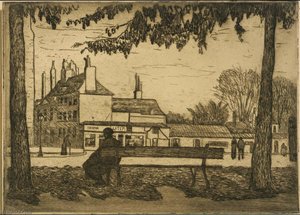 Man On Bench In Town — Jerome Blum