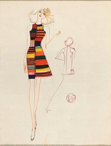 Drawing, Short, Striped Dress In Several Colors — Alceu De Paula Penna