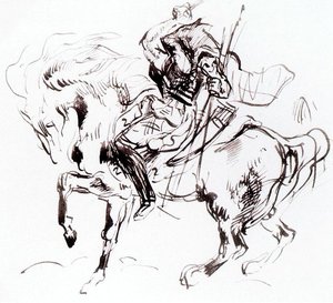 Atila; Jinete Esgrimiendo Un Arma — Eugène Delacroix