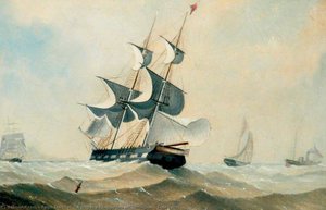 A Brig In A Choppy Sea Off Hartlepool, Tees Valley — Ralph Marshall