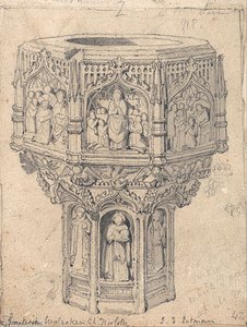 A Font In Walsoken Church, Norfolk — John Sell Cotman