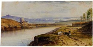 View On The Tiber, Near Rome — Edward Lear