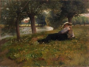Man Reclining Beside A Stream — Eliphalet Frazer Andrews