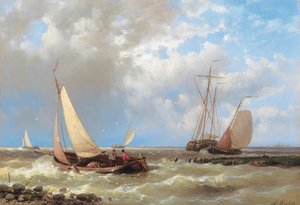Sailing Vessels On The Scheldt — Abraham Hulk Senior, Academic Realism