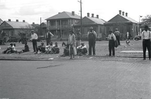 Applicants Waiting For Jobs In Front Of Fera Offices — Benjamin Shahn