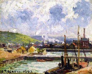 Darse De Pêche Et Bassin Duquesne, Dieppe, Temps Gris Lumineux — Camille Pissarro