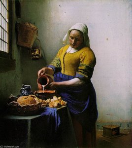 The Milkmaid, Ca Rijksmuseum, — Johannes Vermeer, Dutch Golden Age Painting