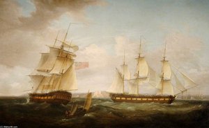Two Views Of Hm Frigate 'amelia' Off Berry Head — Thomas Whitcombe