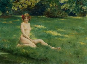 A naked on the lawn