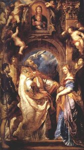 Saint Gregory With Saints Domitilla, Maurus, And Papianus — Peter Paul Rubens, Baroque