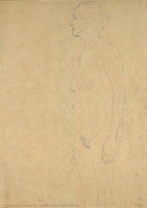 Standing Woman In Profile (study For — Gustav Klimt, Art Nouveau