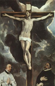 Christ On The Cross Adored By Donors — El Greco