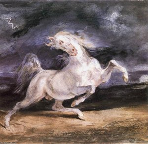 Horse Frightened By A Storm — Eugène Delacroix, Romanticism