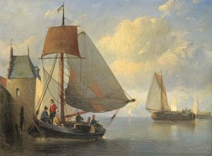 Riviergezicht Met Een Waltoren Geïnspireerd Op De Camperveerse Toren Te Veere, Antonie Waldorp, 1855 — Antoine De Saaijer Waldorp