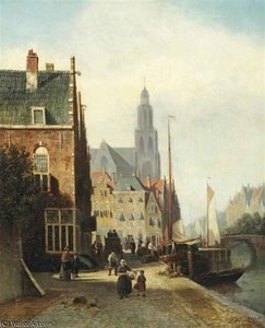 Daily Activities On A Quay In A Dutch Town — Johannes Frederik Hulk