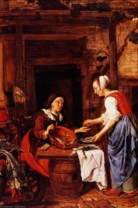 An Old Woman Selling Fish — Gabriel Metsu
