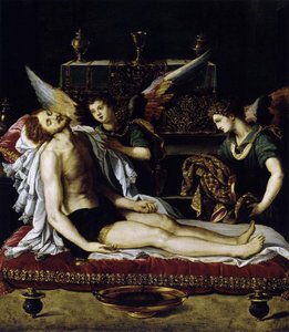 The Body Of Christ With Two Angels — Alessandro Allori, Baroque