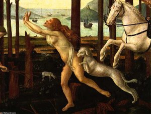 The Story Of Nastagio Degli Onesti (detail Of The First Episode) — Sandro Botticelli