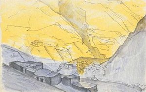 Sketch Of Thubchiling Village In Lahul — Nicholas Roerich