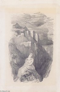 Woman And The Mountain Landscape — Odilon Redon