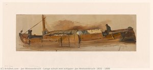 Lange Schuit Met Schipper, Jan Weissenbruch, 1832 - 1880 — Jan Weissenbruch