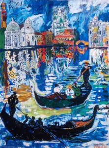 Venice Scene And Traghetto, Italy — John Randall Bratby, Impressionism
