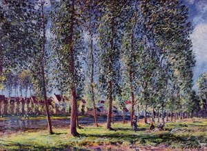 Lane Of Poplars At Moret — Alfred Sisley