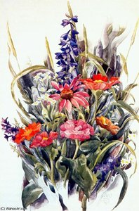 Zinnias Larkspur And Daisies — Charles Demuth