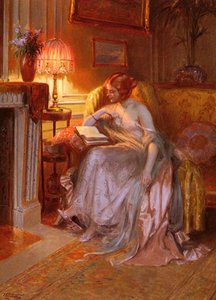 Reading Near The Lamp — Delphin Enjolras, Academic Painting