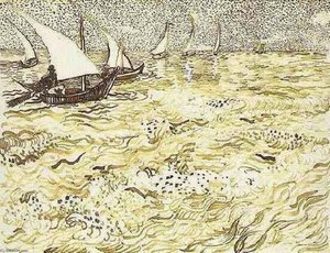A Fishing Boat At Sea — Vincent Willem Van Gogh, Post-impressionism