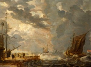 Boats Entering a Harbour