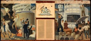 The Train And Loading The Boat (mural Study, Louisville, Kentucky Marine Hospital) — Henrik Martin Mayer