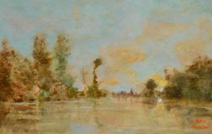 Soleil Couchant, L'ile De Bezons, France — Charles-françois Daubigny