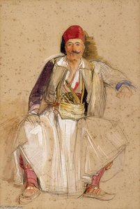 A Corfiote Warrior, Seated — John Frederick Lewis
