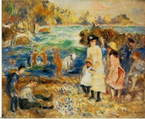 Beach Scene, Guernsey (enfants Au Bord De La Mer A Gu — Pierre-auguste Renoir, Post-impressionism