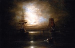 Marine View - Moonlight (after Grolig) — Cornelius David Krieghoff