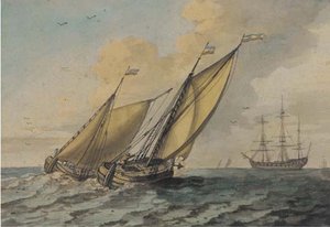 Barges Running Out To Meet The New Arrival — John Thomas Serres