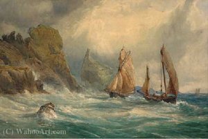 Shipping Off A Rocky Coastline, Dublin Bay — John Faulkner